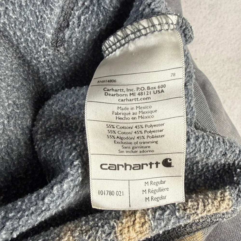Carhartt Men's Distressed Paint Splatter Graphic Sleeve Hoodie Gray Size Medium